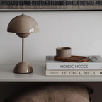 Minimalist rechargeable table lamp with dimmable LED light and cordless design