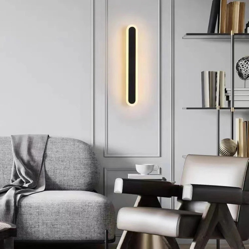 Slim minimalist LED wall light with metal and acrylic design, IP65 weatherproof for indoor or outdoor use