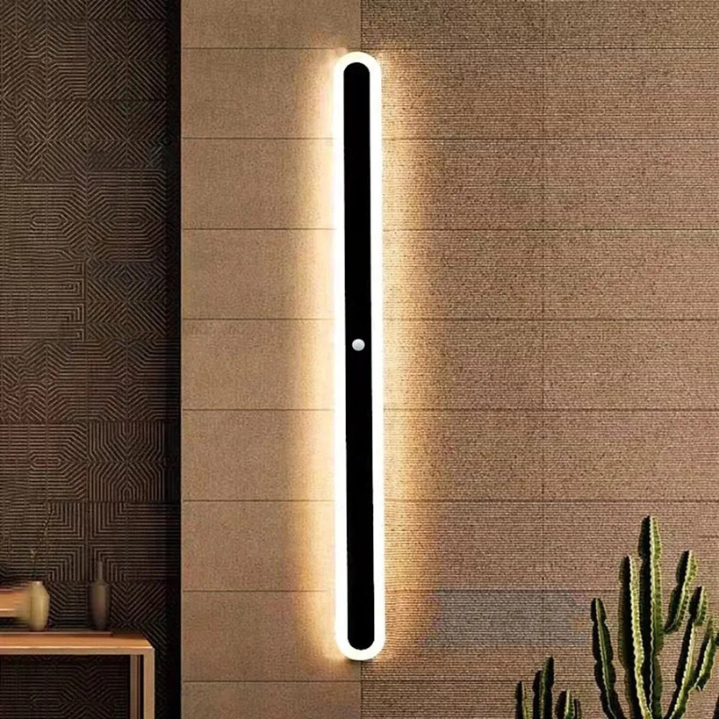 Slim minimalist LED wall light with metal and acrylic design, IP65 weatherproof for indoor or outdoor use