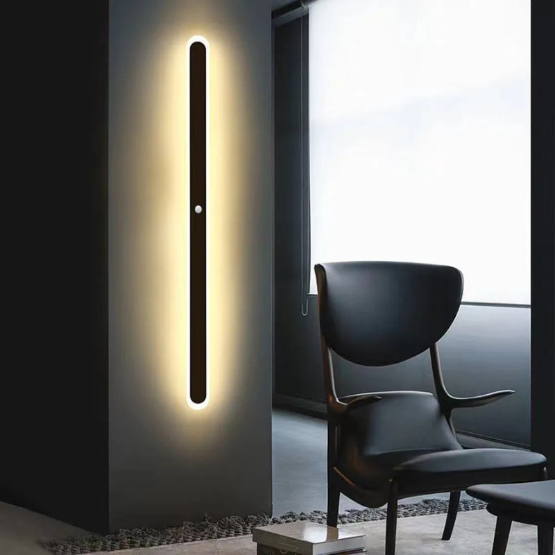 Slim minimalist LED wall light with metal and acrylic design, IP65 weatherproof for indoor or outdoor use