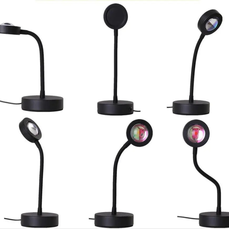 Modern LED mood projector table lamp with rainbow color-changing light and spherical design