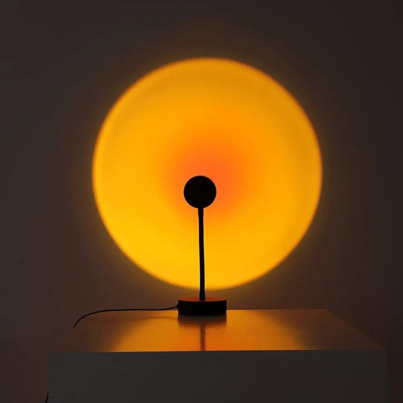 Modern LED mood projector table lamp with rainbow color-changing light and spherical design