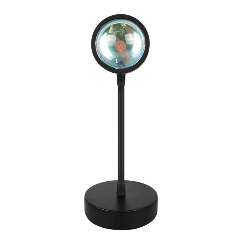 Modern LED mood projector table lamp with rainbow color-changing light and spherical design