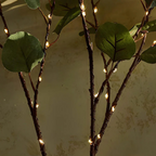 Olive branch fairy lights with warm white LED glow and lifelike adjustable stems