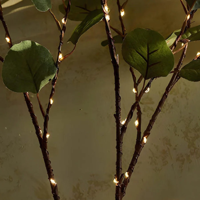 Olive branch fairy lights with warm white LED glow and lifelike adjustable stems
