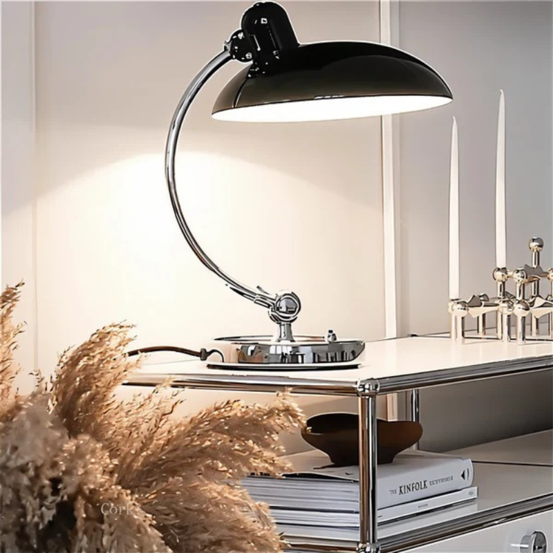 Vintage industrial reading lamp with dome shade and adjustable arm