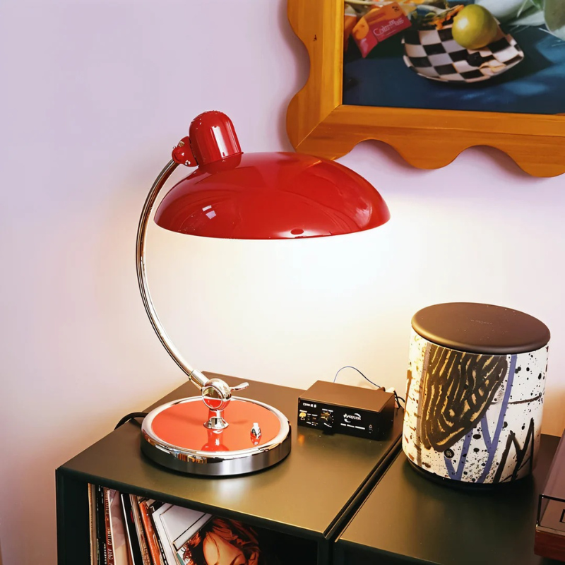 Vintage industrial reading lamp with dome shade and adjustable arm