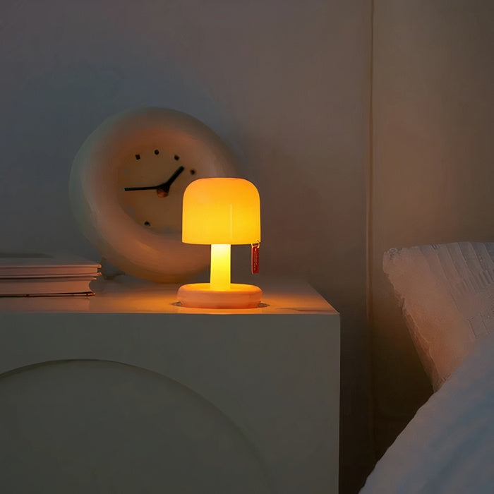 Compact USB rechargeable table lamp with warm sunset light