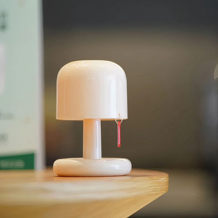 Compact USB rechargeable table lamp with warm sunset light