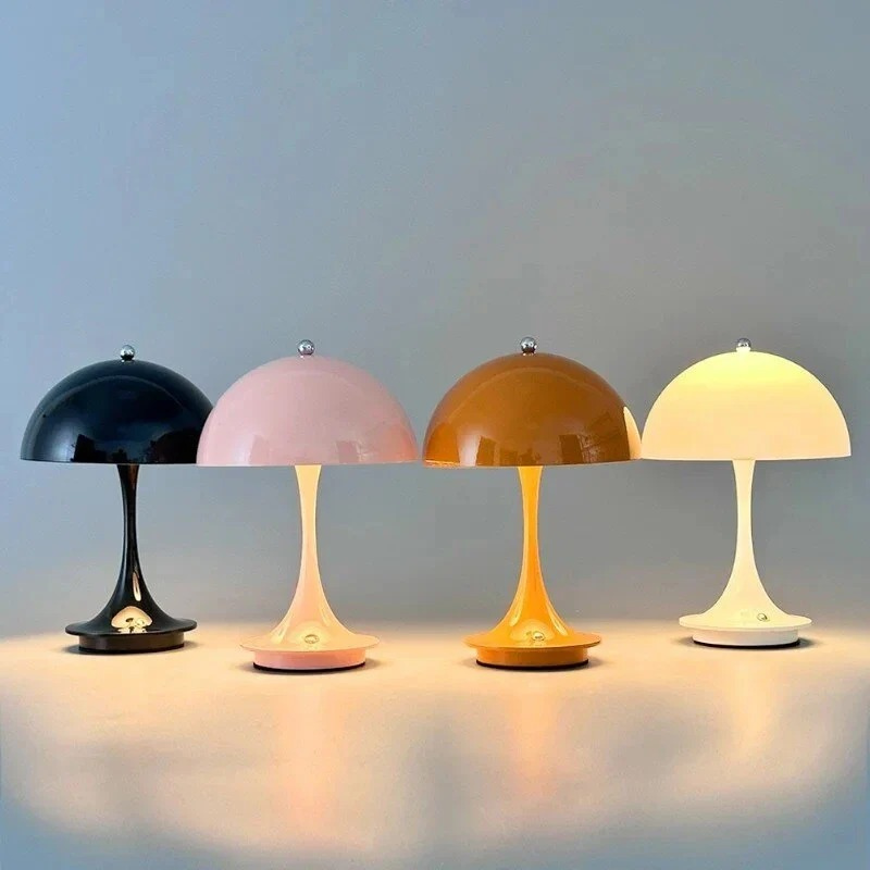 Wireless rechargeable LED table lamp with soft ambient glow and modern alloy-acrylic design