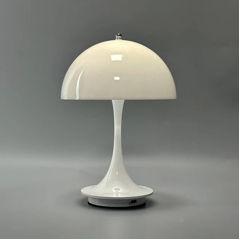 Wireless rechargeable LED table lamp with soft ambient glow and modern alloy-acrylic design