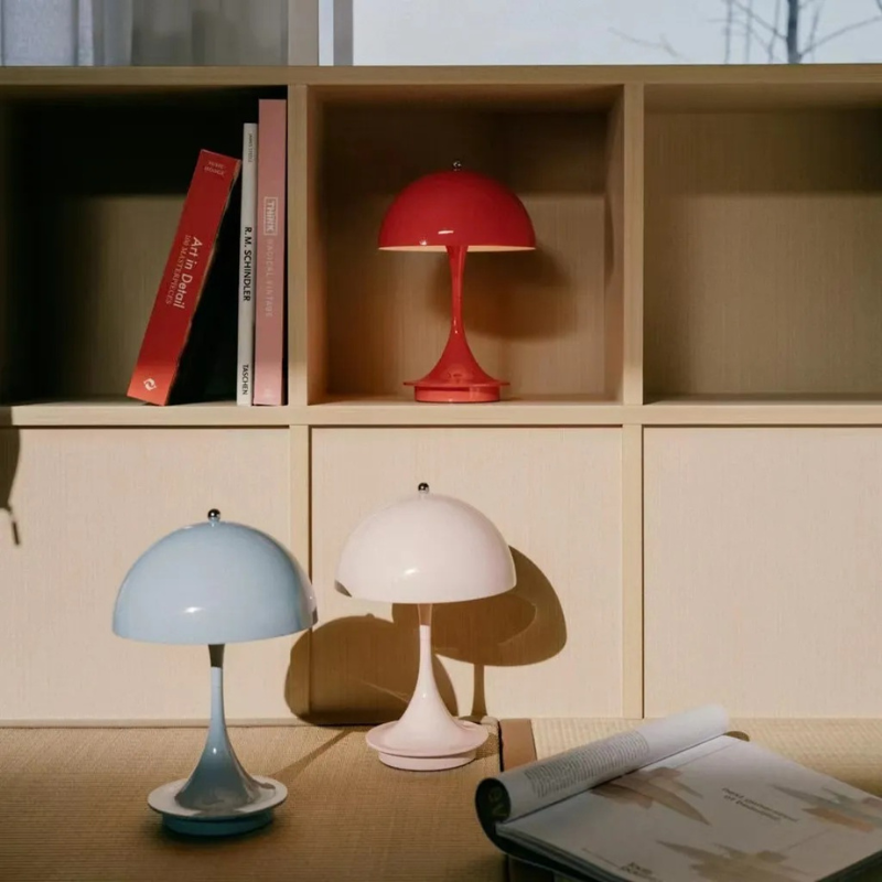 Wireless rechargeable LED table lamp with soft ambient glow and modern alloy-acrylic design