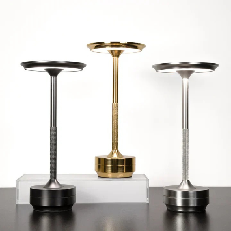 Wireless dimmable metal table lamp with USB-C charging and touch control