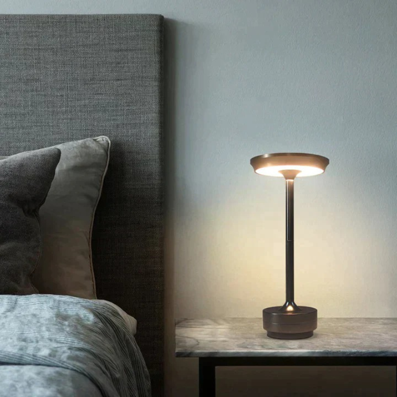 Wireless dimmable metal table lamp with USB-C charging and touch control