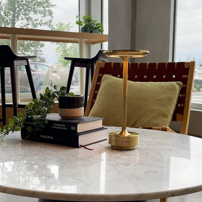 Wireless dimmable metal table lamp with USB-C charging and touch control