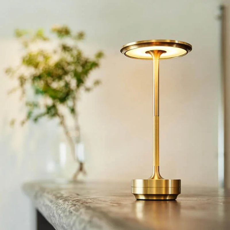 Wireless dimmable metal table lamp with USB-C charging and touch control