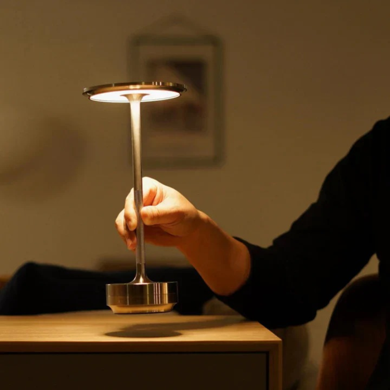 Wireless dimmable metal table lamp with USB-C charging and touch control