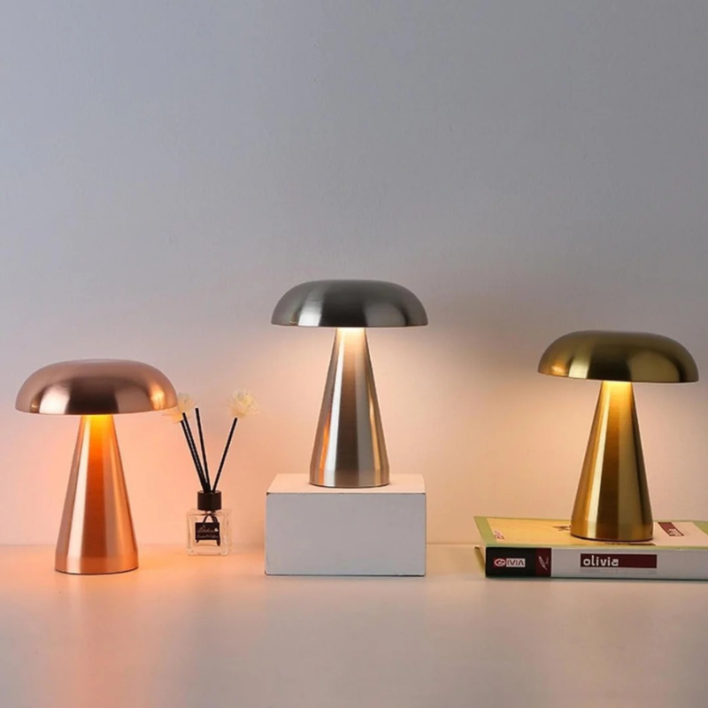 Compact wireless mini LED table lamp with touch control and minimalist Danish design