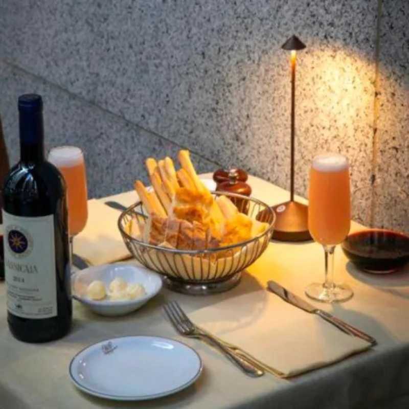 Wireless LED table lamp with dimmable warm light and water-resistant design