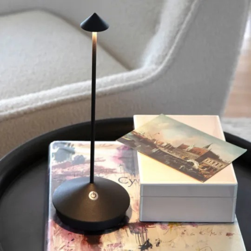 Wireless LED table lamp with dimmable warm light and water-resistant design
