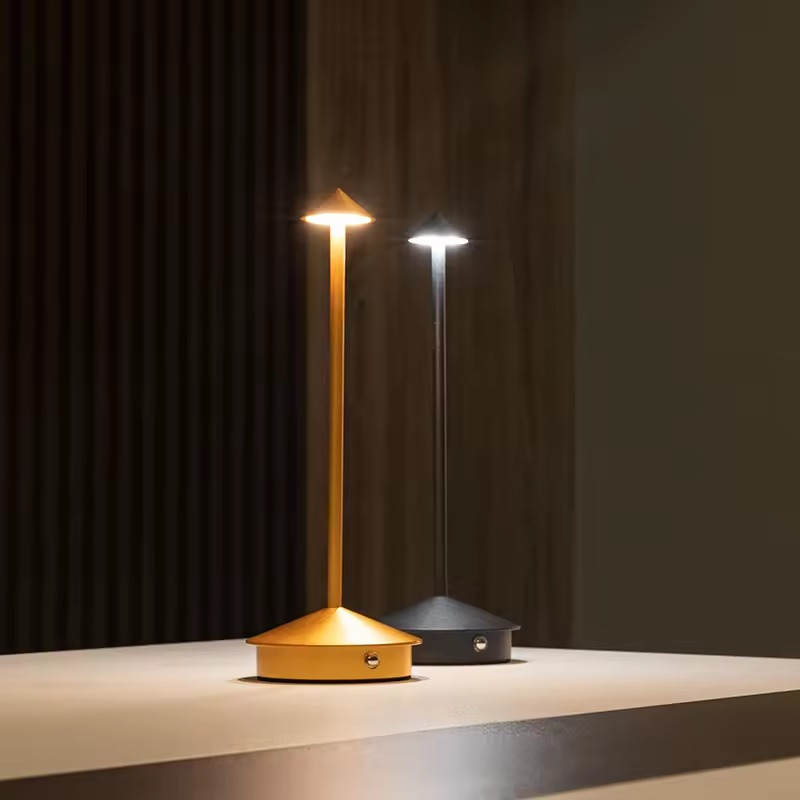 Wireless LED table lamp with dimmable warm light and water-resistant design